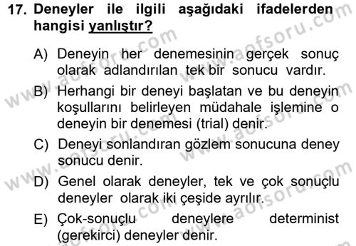 Bilim Felsefesi Dersi 2013 - 2014 Yılı (Vize) Ara Sınav Soruları 17. Soru
