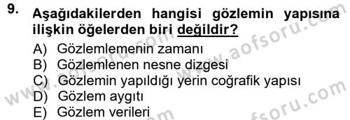 Bilim Felsefesi Dersi Ara Sınavı Deneme Sınav Soruları 9. Soru
