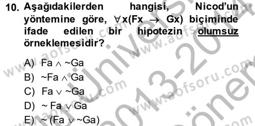 Bilim Felsefesi Dersi 2013 - 2014 Yılı (Final) Dönem Sonu Sınav Soruları 10. Soru