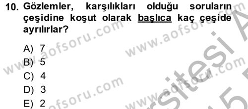 Bilim Felsefesi Dersi Ara Sınavı Deneme Sınav Soruları 10. Soru