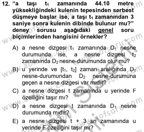 Bilim Felsefesi Dersi Ara Sınavı Deneme Sınav Soruları 12. Soru