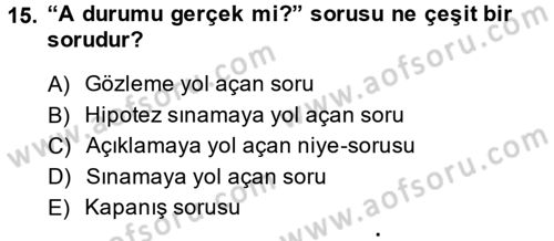 Bilim Felsefesi Dersi Ara Sınavı Deneme Sınav Soruları 15. Soru