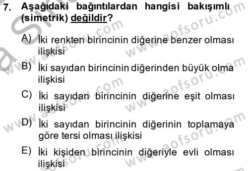 Bilim Felsefesi Dersi Ara Sınavı Deneme Sınav Soruları 7. Soru