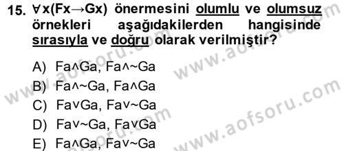 Bilim Felsefesi Dersi 2014 - 2015 Yılı (Final) Dönem Sonu Sınav Soruları 15. Soru