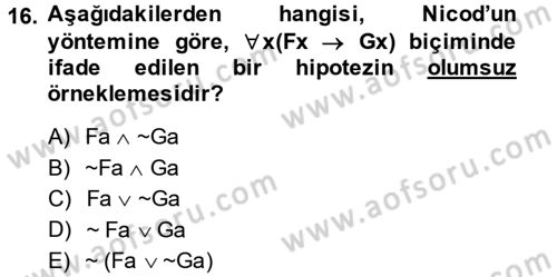 Bilim Felsefesi Dersi 2014 - 2015 Yılı Tek Ders Sınav Soruları 16. Soru