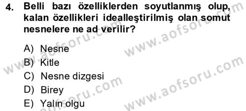 Bilim Felsefesi Dersi 2014 - 2015 Yılı Tek Ders Sınav Soruları 4. Soru