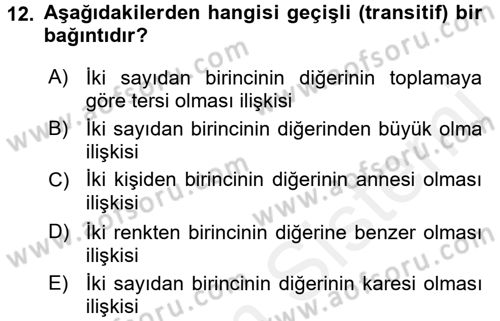Bilim Felsefesi Dersi 2015 - 2016 Yılı (Vize) Ara Sınav Soruları 12. Soru