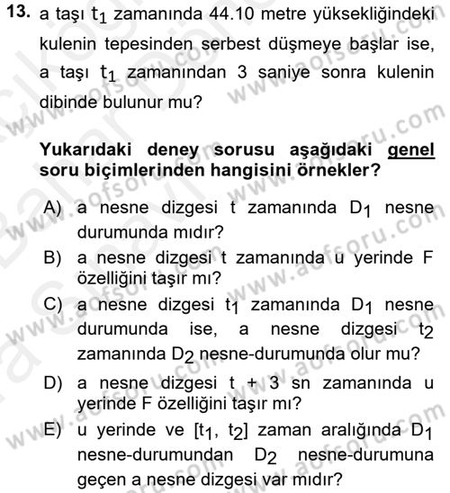 Bilim Felsefesi Dersi Ara Sınavı Deneme Sınav Soruları 13. Soru