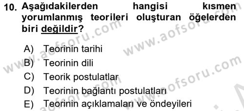Bilim Felsefesi Dersi 2015 - 2016 Yılı (Final) Dönem Sonu Sınav Soruları 10. Soru