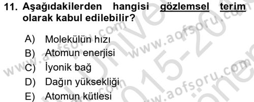 Bilim Felsefesi Dersi 2015 - 2016 Yılı (Final) Dönem Sonu Sınav Soruları 11. Soru