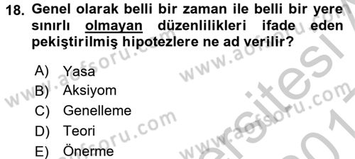 Bilim Felsefesi Dersi 2016 - 2017 Yılı 3 Ders Sınav Soruları 18. Soru