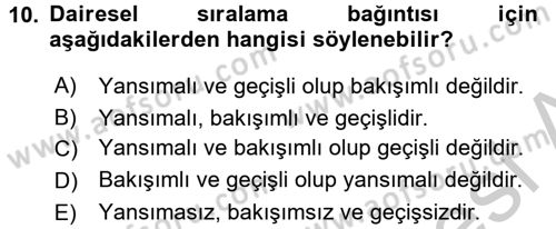 Bilim Felsefesi Dersi Ara Sınavı Deneme Sınav Soruları 10. Soru