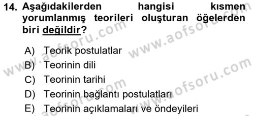 Bilim Felsefesi Dersi 2017 - 2018 Yılı 3 Ders Sınav Soruları 14. Soru