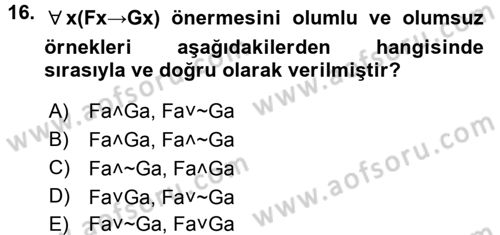 Bilim Felsefesi Dersi 2017 - 2018 Yılı 3 Ders Sınav Soruları 16. Soru