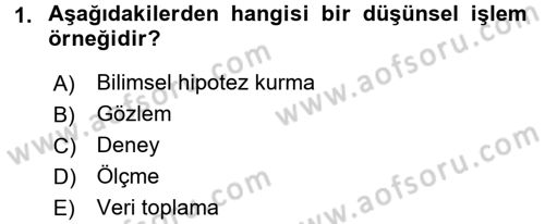 Bilim Felsefesi Dersi 2017 - 2018 Yılı (Vize) Ara Sınav Soruları 1. Soru