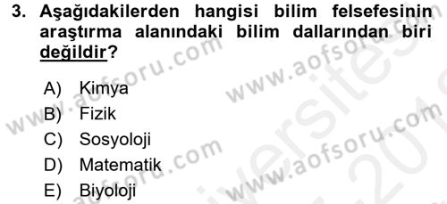 Bilim Felsefesi Dersi 2017 - 2018 Yılı (Vize) Ara Sınav Soruları 3. Soru