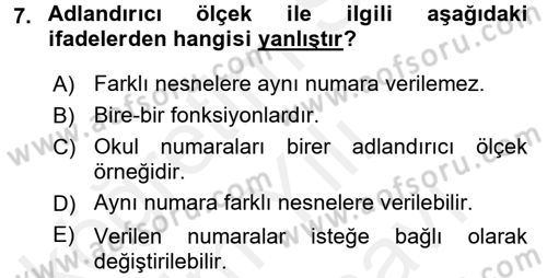 Bilim Felsefesi Dersi 2017 - 2018 Yılı (Vize) Ara Sınav Soruları 7. Soru