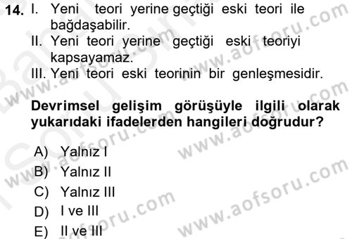 Bilim Felsefesi Dersi 2017 - 2018 Yılı (Final) Dönem Sonu Sınav Soruları 14. Soru