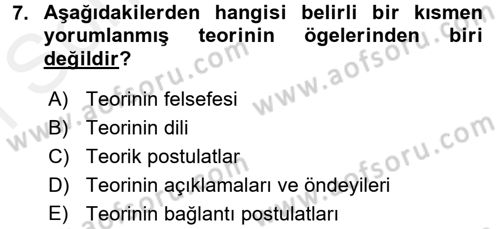 Bilim Felsefesi Dersi 2017 - 2018 Yılı (Final) Dönem Sonu Sınav Soruları 7. Soru