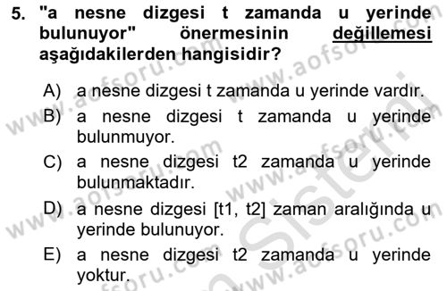 Bilim Felsefesi Dersi 2018 - 2019 Yılı 3 Ders Sınav Soruları 5. Soru
