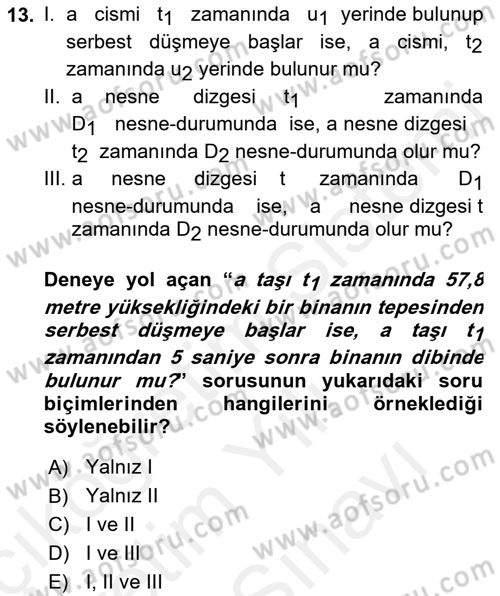 Bilim Felsefesi Dersi 2018 - 2019 Yılı (Vize) Ara Sınav Soruları 13. Soru