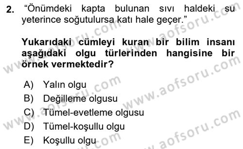 Bilim Felsefesi Dersi 2018 - 2019 Yılı (Vize) Ara Sınav Soruları 2. Soru