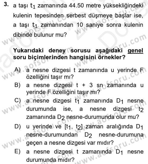 Bilim Felsefesi Dersi 2018 - 2019 Yılı (Final) Dönem Sonu Sınav Soruları 3. Soru