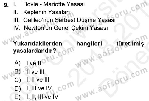 Bilim Felsefesi Dersi 2018 - 2019 Yılı (Final) Dönem Sonu Sınav Soruları 9. Soru