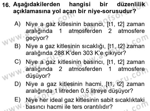 Bilim Felsefesi Dersi 2019 - 2020 Yılı (Vize) Ara Sınav Soruları 16. Soru