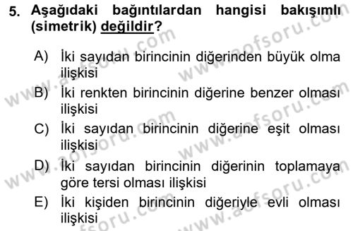 Bilim Felsefesi Dersi 2019 - 2020 Yılı (Final) Dönem Sonu Sınav Soruları 5. Soru