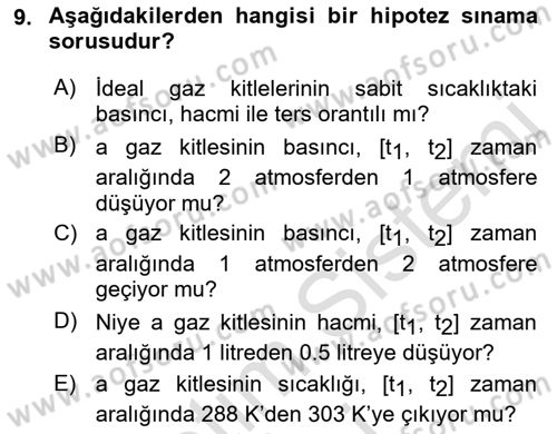 Bilim Felsefesi Dersi 2019 - 2020 Yılı (Final) Dönem Sonu Sınav Soruları 9. Soru