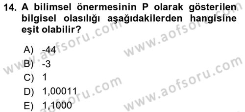 Bilim Felsefesi Dersi 2021 - 2022 Yılı (Vize) Ara Sınav Soruları 14. Soru