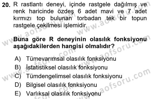 Bilim Felsefesi Dersi Ara Sınavı Deneme Sınav Soruları 20. Soru