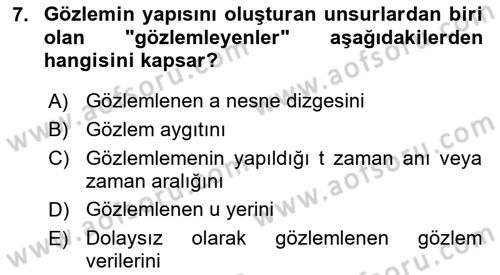 Bilim Felsefesi Dersi 2021 - 2022 Yılı (Vize) Ara Sınav Soruları 7. Soru