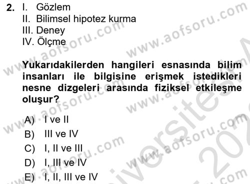 Bilim Felsefesi Dersi 2021 - 2022 Yılı (Final) Dönem Sonu Sınav Soruları 2. Soru
