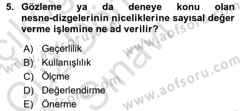Bilim Felsefesi Dersi 2021 - 2022 Yılı (Final) Dönem Sonu Sınav Soruları 5. Soru