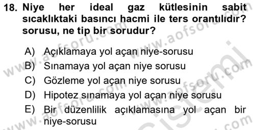 Bilim Felsefesi Dersi 2022 - 2023 Yılı (Vize) Ara Sınav Soruları 18. Soru