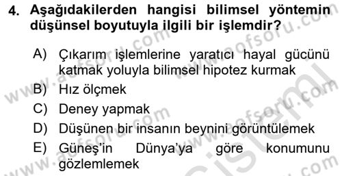 Bilim Felsefesi Dersi 2022 - 2023 Yılı (Vize) Ara Sınav Soruları 4. Soru