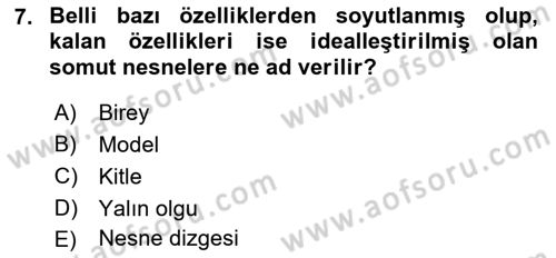 Bilim Felsefesi Dersi 2022 - 2023 Yılı (Vize) Ara Sınav Soruları 7. Soru
