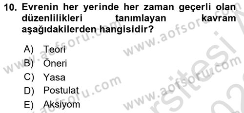 Bilim Felsefesi Dersi 2022 - 2023 Yılı (Final) Dönem Sonu Sınav Soruları 10. Soru