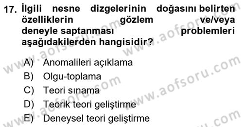 Bilim Felsefesi Dersi 2022 - 2023 Yılı (Final) Dönem Sonu Sınav Soruları 17. Soru