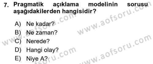 Bilim Felsefesi Dersi 2022 - 2023 Yılı Yaz Okulu Sınav Soruları 7. Soru