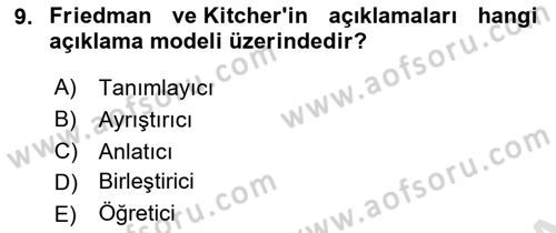 Bilim Felsefesi Dersi 2022 - 2023 Yılı Yaz Okulu Sınav Soruları 9. Soru