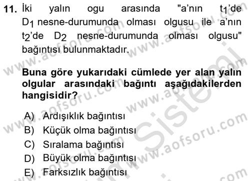 Bilim Felsefesi Dersi 2023 - 2024 Yılı (Vize) Ara Sınav Soruları 11. Soru