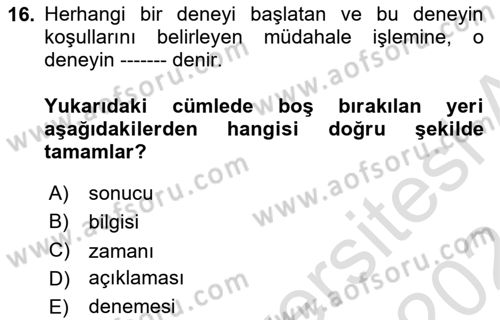 Bilim Felsefesi Dersi 2023 - 2024 Yılı (Vize) Ara Sınav Soruları 16. Soru