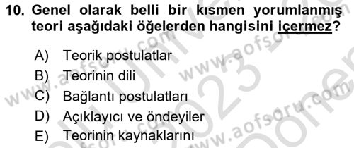 Bilim Felsefesi Dersi 2023 - 2024 Yılı (Final) Dönem Sonu Sınav Soruları 10. Soru
