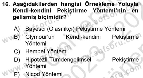 Bilim Felsefesi Dersi 2023 - 2024 Yılı (Final) Dönem Sonu Sınav Soruları 16. Soru