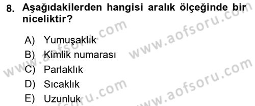 Bilim Felsefesi Dersi Ara Sınavı Deneme Sınav Soruları 8. Soru