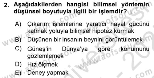 Bilim Felsefesi Dersi 2024 - 2025 Yılı (Final) Dönem Sonu Sınav Soruları 2. Soru