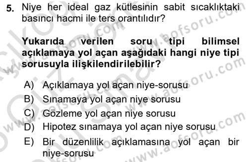 Bilim Felsefesi Dersi 2024 - 2025 Yılı (Final) Dönem Sonu Sınav Soruları 5. Soru
